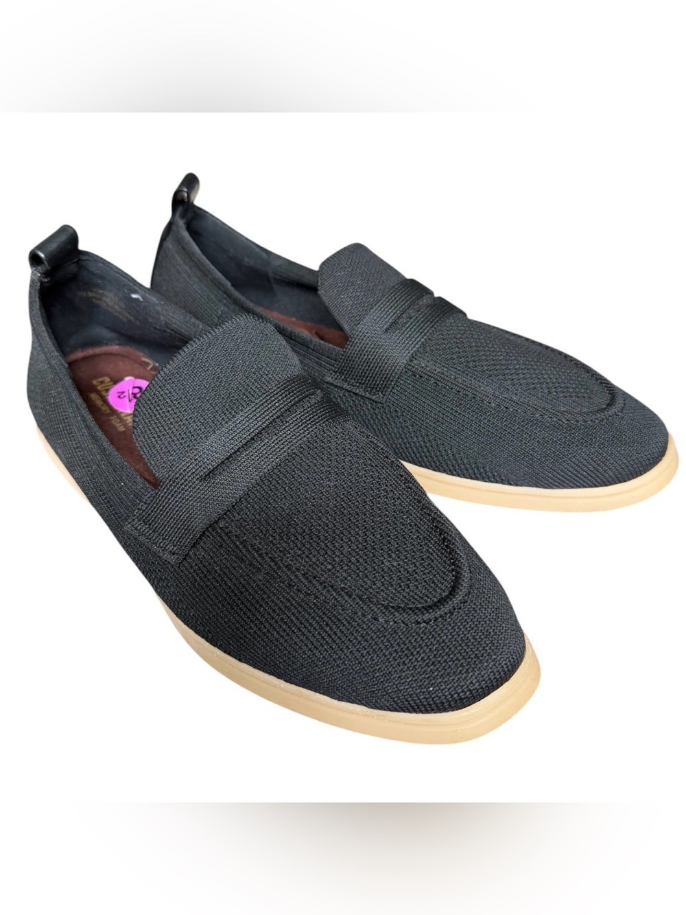 CUSHIONAIRE Black Knit Memory Foam Penny Loafers Slip On Flats Women’s 8.5